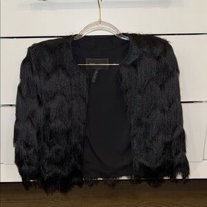 BCBGMaxAzria Black Faux Fur Jacket